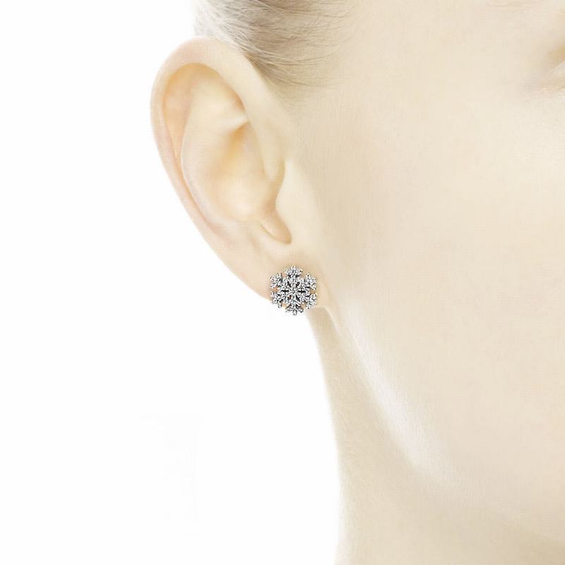 Pandora Snowflake Stud Earrings Clearance NZ, Sterling Silver (314809-LXF)